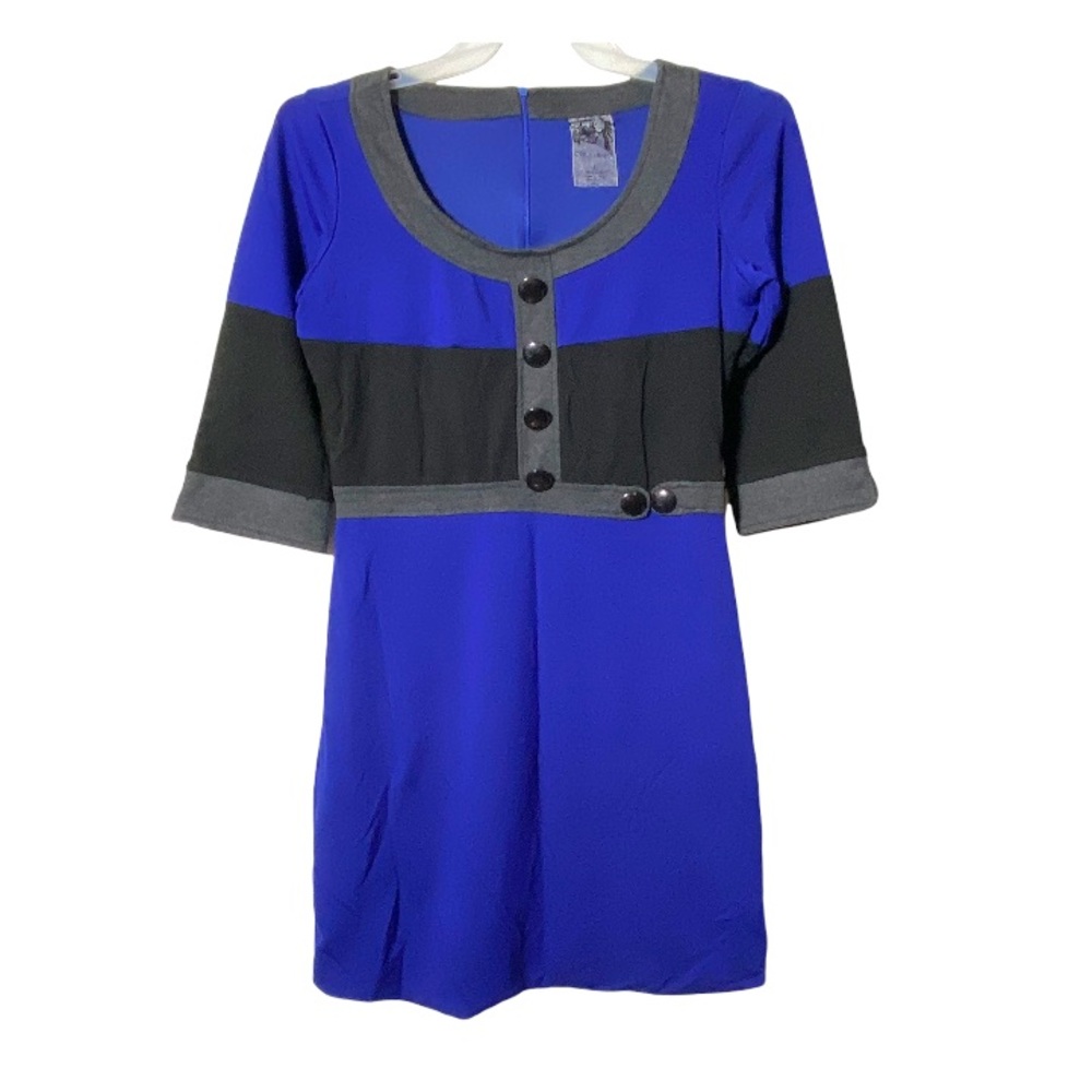 Coco & Tashi Dress Formal Business Blue Gray Large